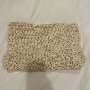 Cream Knit Fold Over Summer Clutch